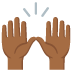 🙌🏾 raising hands: medium-dark skin tone display on Google